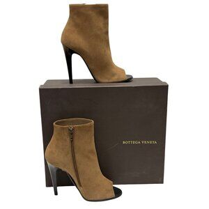 $740 Bottega Veneta NEW! brown peep-toe boots size 7/37